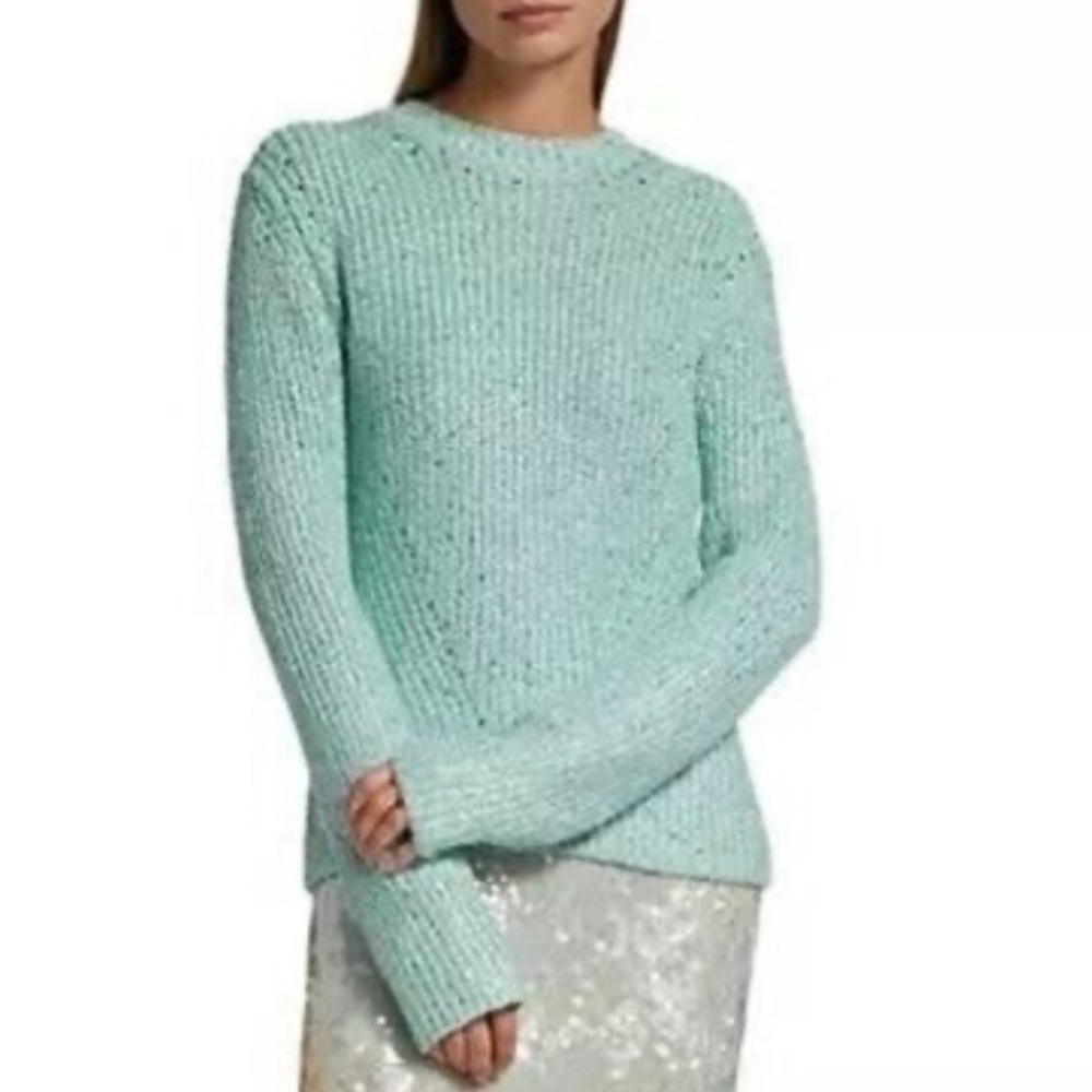 Jonathan Siimkhai Fonda Crystal Knit Seafoam Sweater NWT